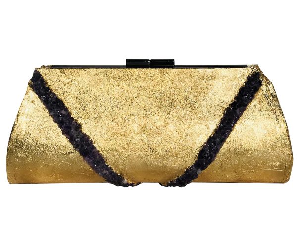 Raw Amethyst Plated in 24K Gold ~ OOAK Clutch Purse