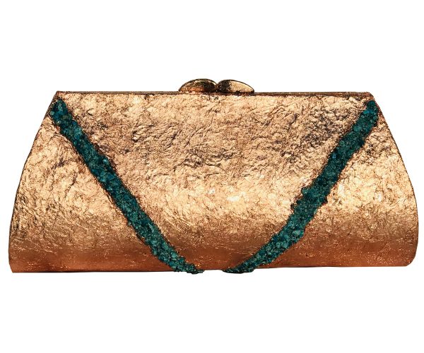 Raw Chrysocolla (Peru) Plated in Copper ~ OOAK Clutch Purse