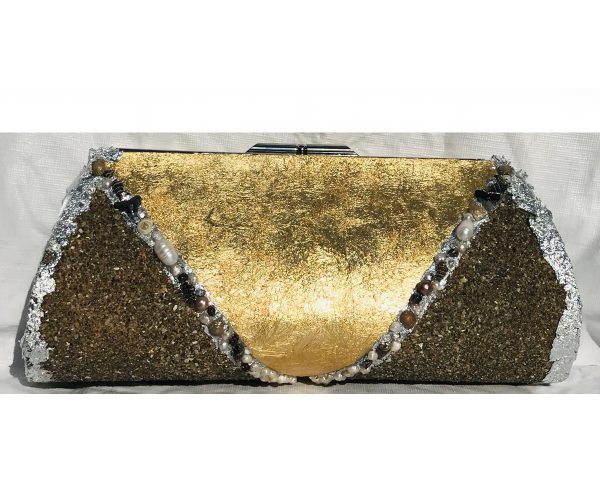 Nautilus Sea Shell Shark Teeth Plated in 24K Gold & Sterling Silver ~ OOAK Clutch Purse - Image 2