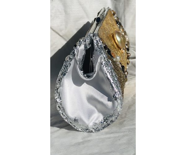 Nautilus Sea Shell Shark Teeth Plated in 24K Gold & Sterling Silver ~ OOAK Clutch Purse - Image 4