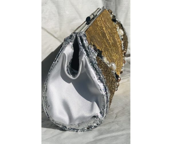 Nautilus Sea Shell Shark Teeth Plated in 24K Gold & Sterling Silver ~ OOAK Clutch Purse - Image 3
