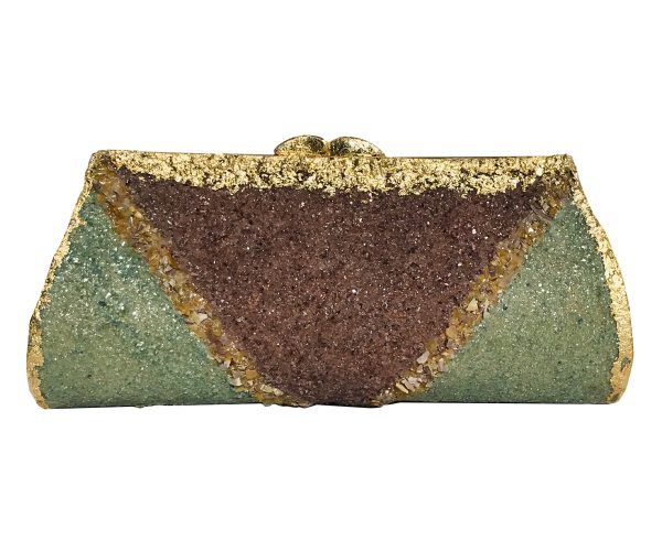 Raw Mica, Opal, Green Fuchsite Plated in 24K Gold ~ OOAK Clutch Purse
