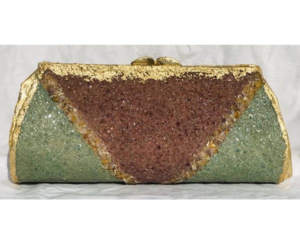 Raw Mica, Opal, Green Fuchsite Plated in 24K Gold ~ OOAK Clutch Purse - Image 2