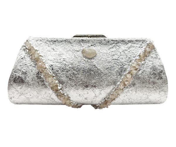 Raw Rose Quartz Chunks Plated in Sterling Silver ~ OOAK Clutch Purse