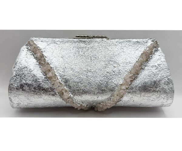 Raw Rose Quartz Chunks Plated in Sterling Silver ~ OOAK Clutch Purse - Image 2