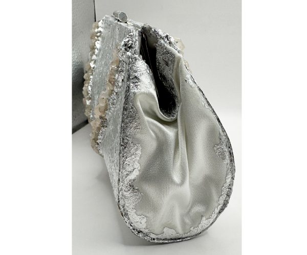 Raw Rose Quartz Chunks Plated in Sterling Silver ~ OOAK Clutch Purse - Image 4