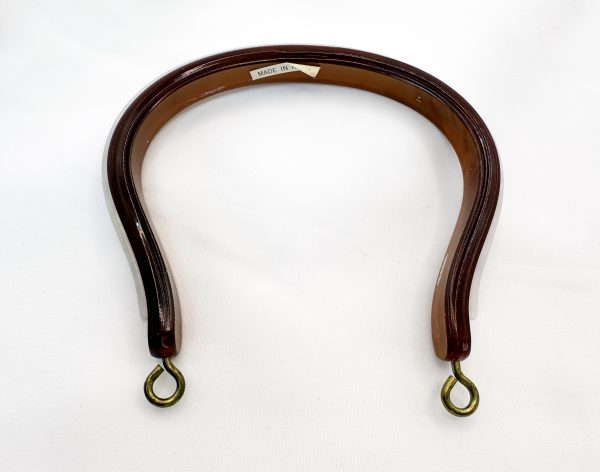 Brown w/ White Acrylic Plastic Purse Round/U-Shaped Handle DIY - Sold Individually - Image 2