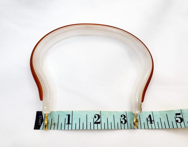 White w/ Brown Acrylic Plastic Purse Round/U-Shaped Handle DIY - Sold Individually - Image 3