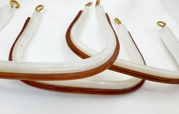 White w/ Brown Acrylic Plastic Square/D-Shaped Purse Handle DIY - Sold Individually