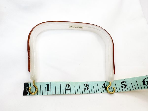 White w/ Brown Acrylic Plastic Square/D-Shaped Purse Handle DIY - Sold Individually - Image 3
