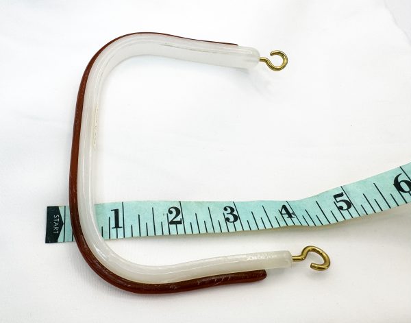 White w/ Brown Acrylic Plastic Square/D-Shaped Purse Handle DIY - Sold Individually - Image 4