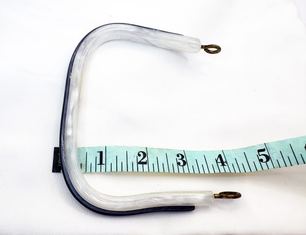 White w/ Dark Blue Acrylic Plastic Purse Square/D-Shaped Handle DIY - Sold Individually - Image 5