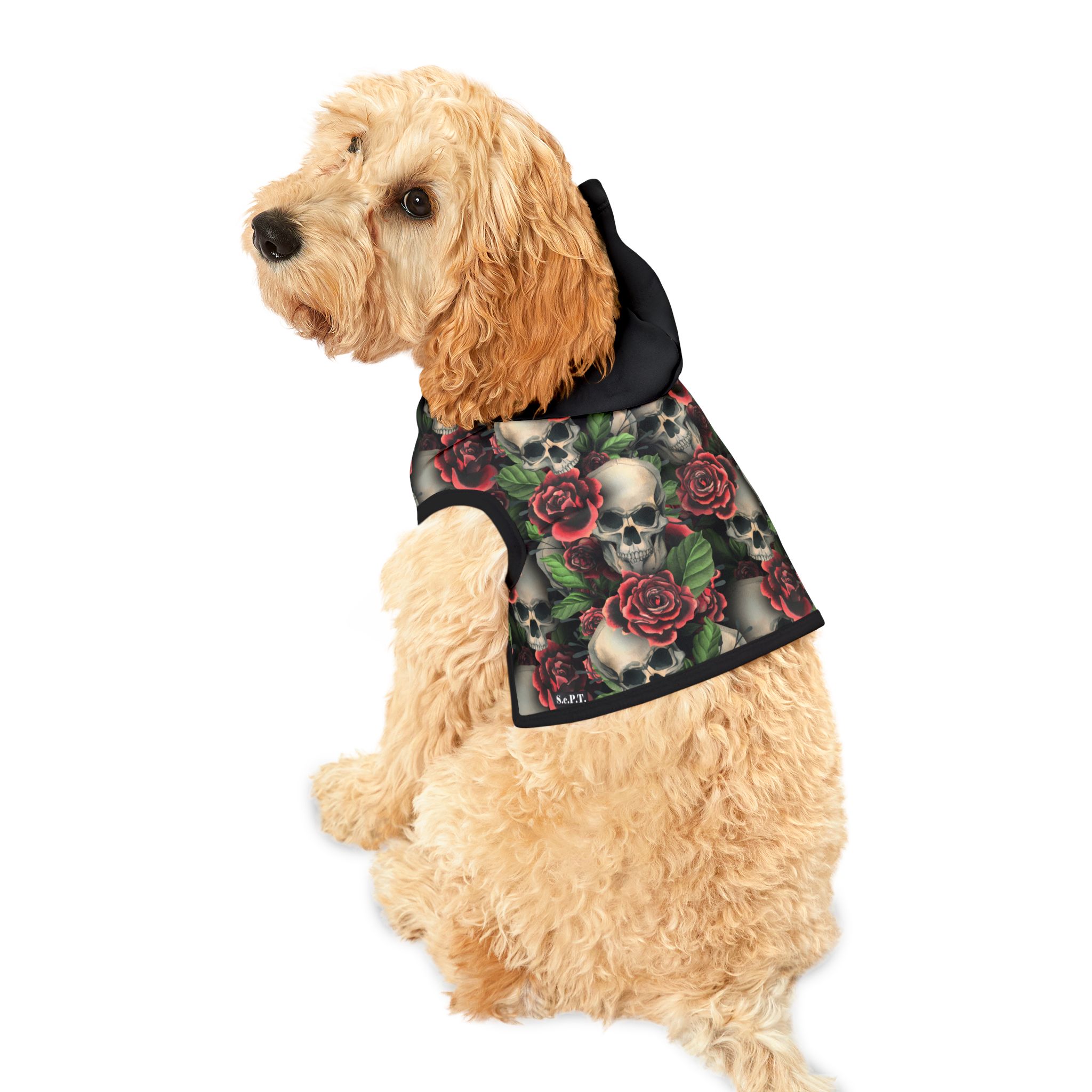 Gothic Skulls & Red Roses Print Pet Hoodie - (S.e.P.T.™) - Image 5