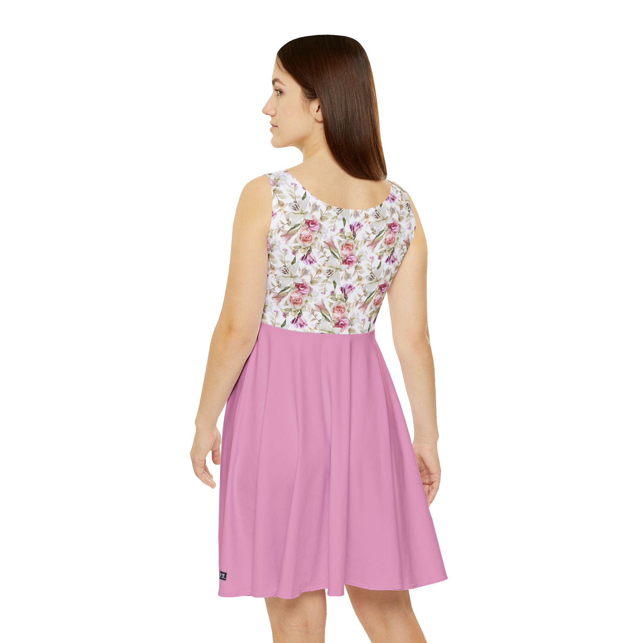 Romantic Blush Rose & White Lily Floral Print Women's Skater Dress (S.e.P.T.) - Image 5