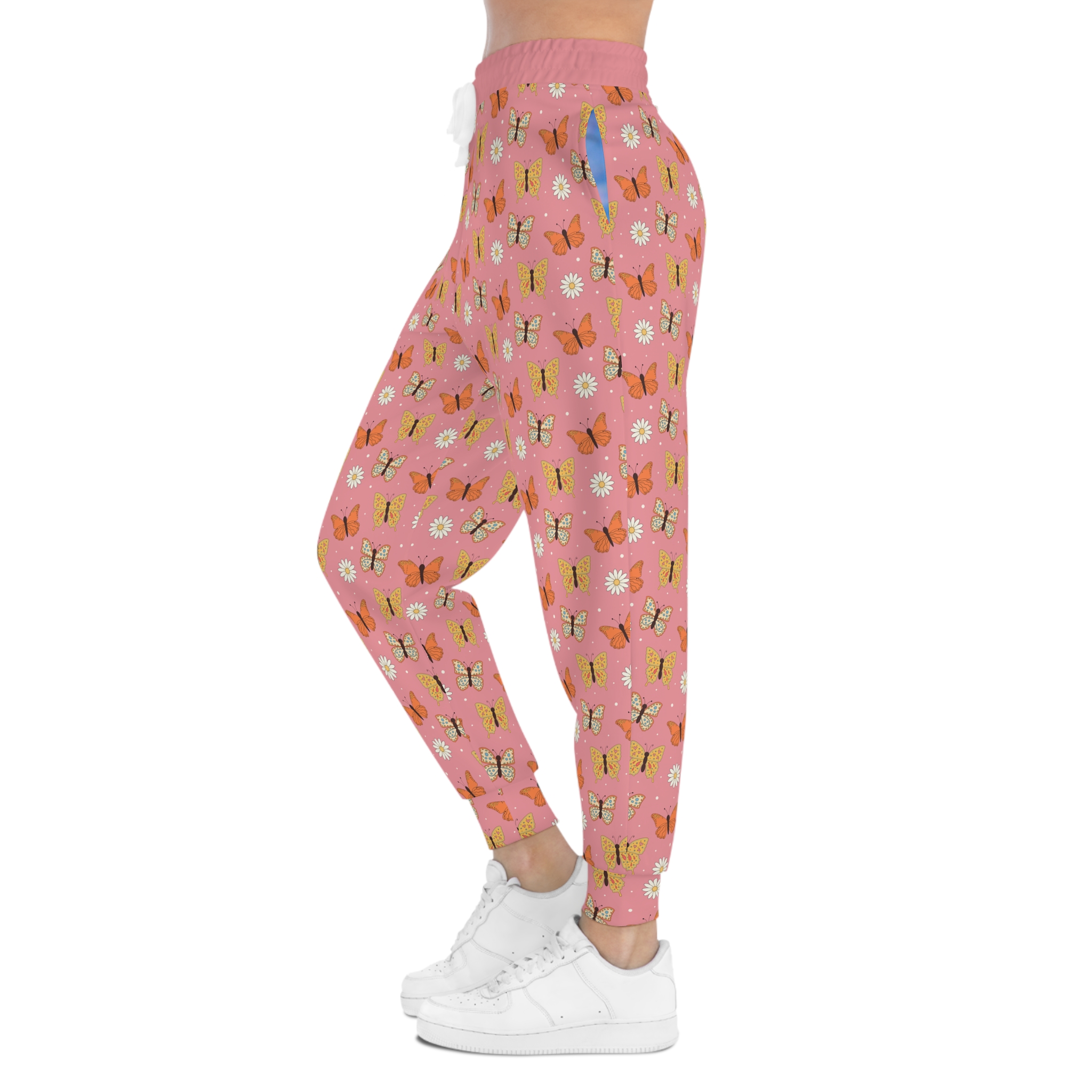 70s Retro Groovy Butterfly & Daisy Print w/Treasure Pockets™ Athletic Joggers (S.e.P.T.™)