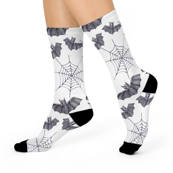 Flying Bats & Spiderweb Pattern Cushioned Crew Socks - Image 3