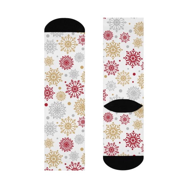 Holly Jolly Gold & Silver Snowflake Cushioned Crew Socks - Image 5
