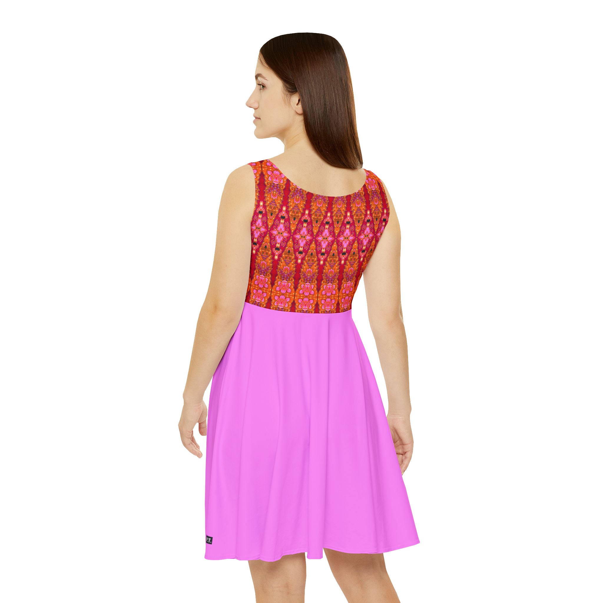 Bohemian Bright Fuchsia Geometric Fuchsia Women's Skater Dress (S.e.P.T.™) - Image 5