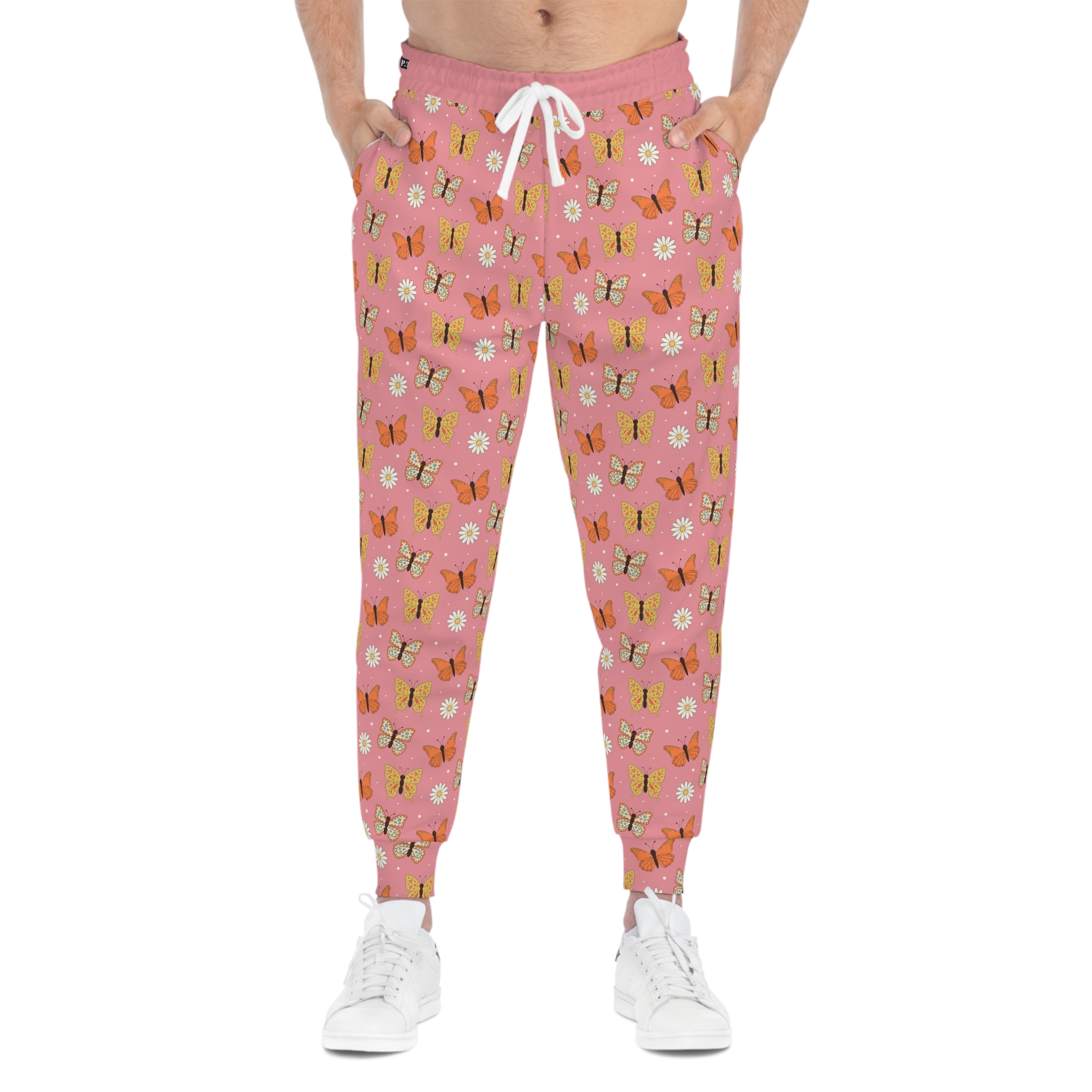 70s Retro Groovy Butterfly & Daisy Print w/Treasure Pockets™ Athletic Joggers (S.e.P.T.™) - Image 3