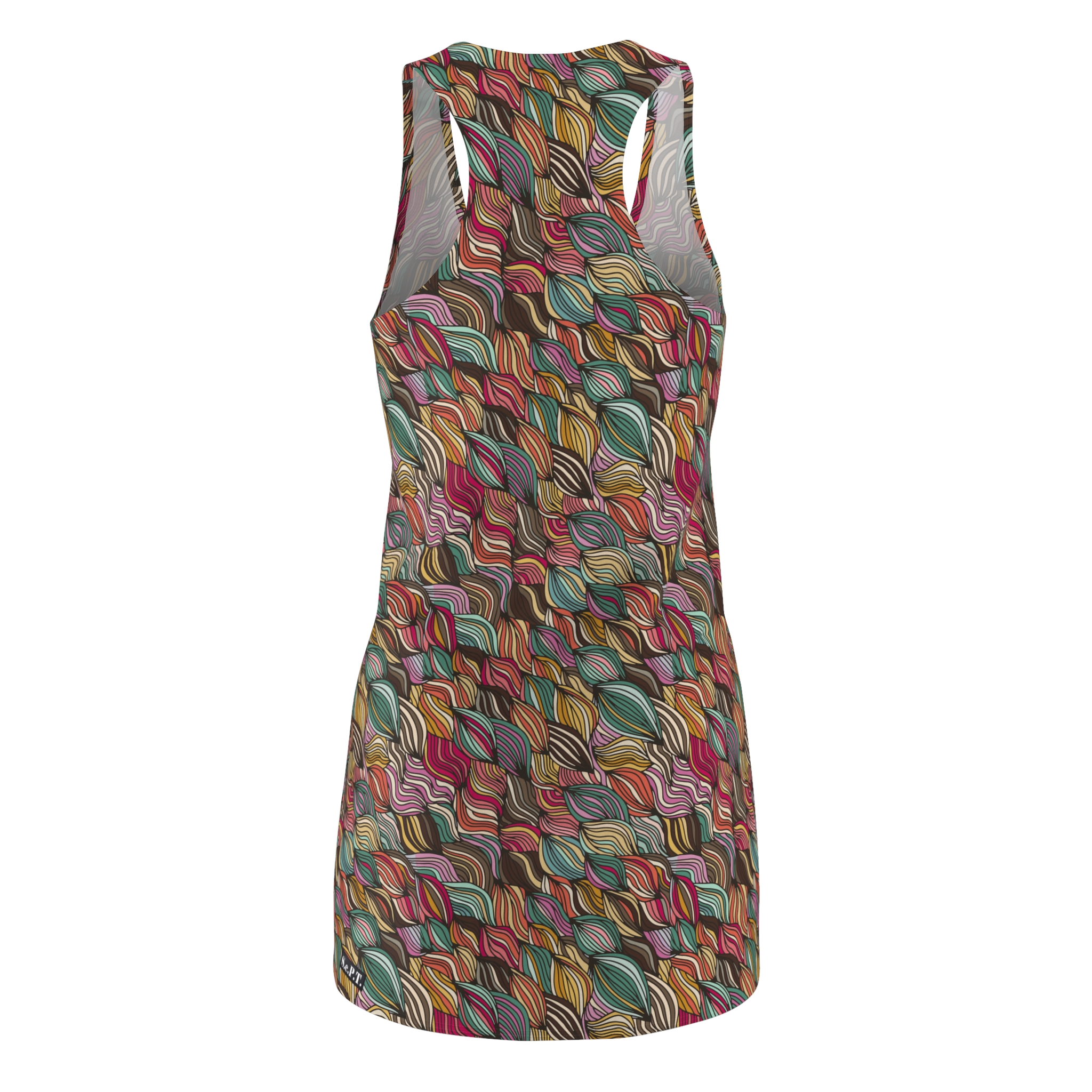 Abstract Wavy Lines Geometric Print Women's Racerback Dress (S.e.P.T.™) - Image 3