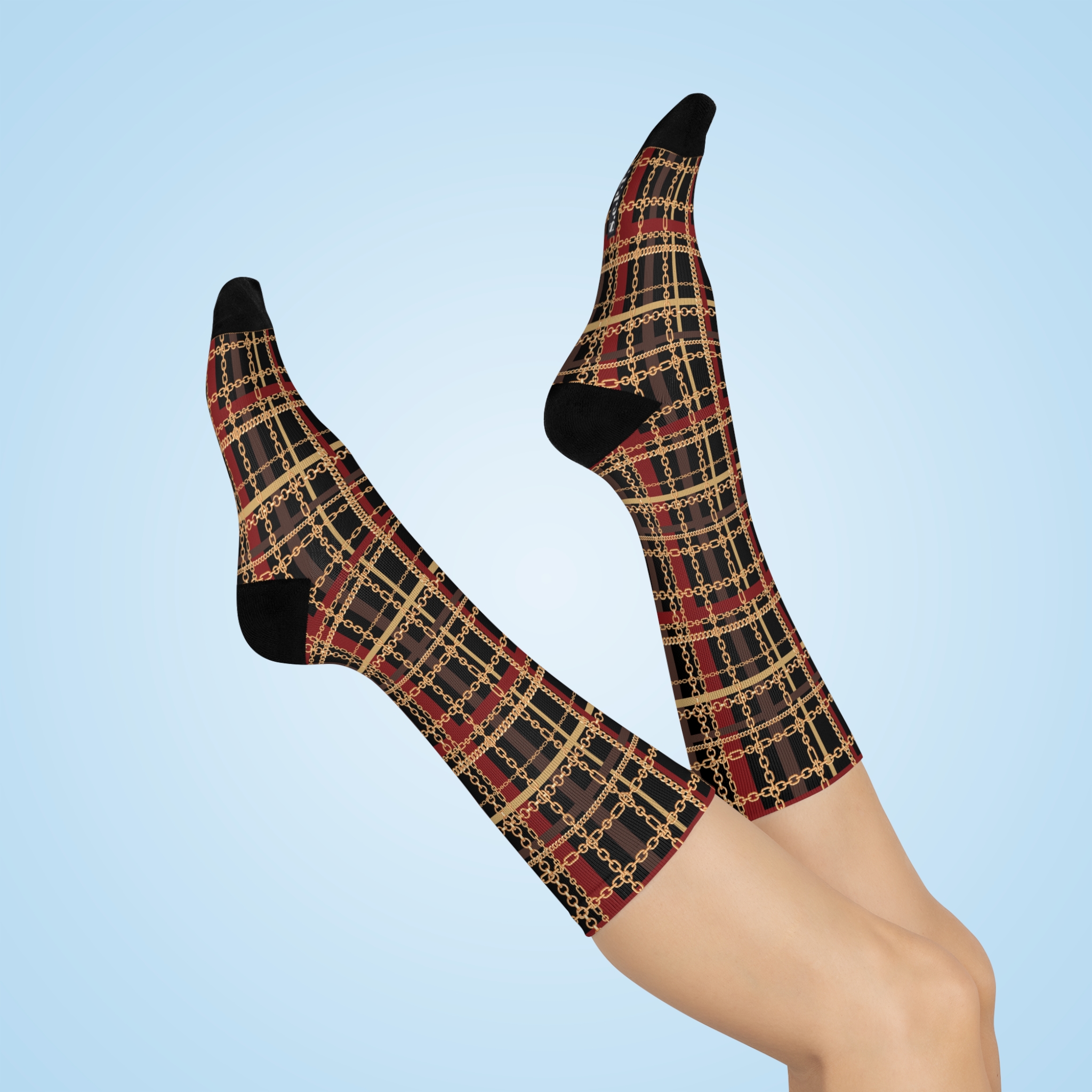 Regal Tartan Chain Plaid Print Cushioned Crew Socks (S.e.P.T.™) - Image 2