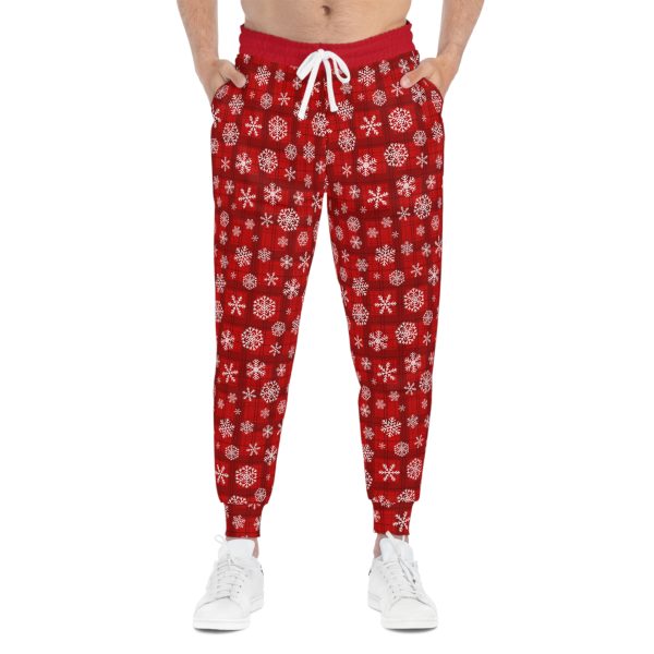 Holiday Cheer Red Tartan Snowflake Athletic Joggers (AOP) - Image 2
