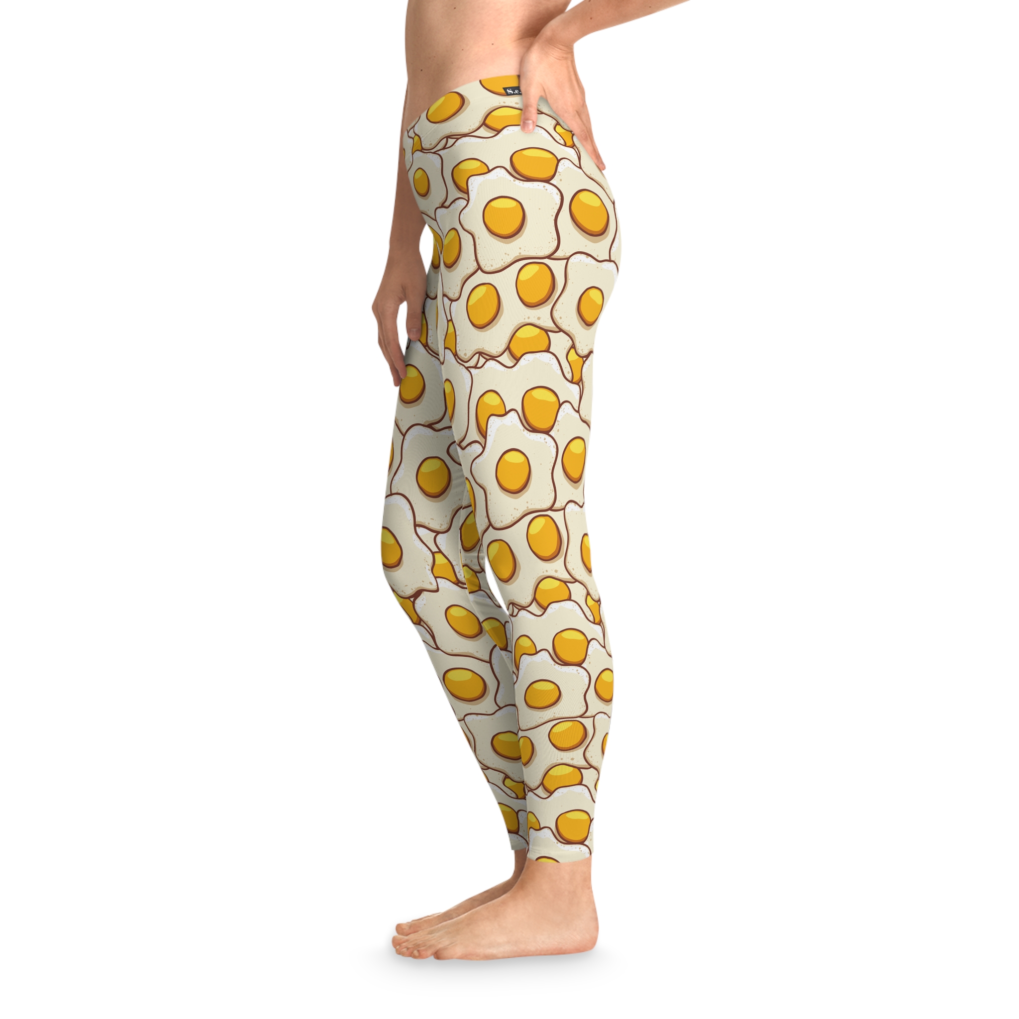 Sunny Side Up Fried Egg Pattern Novelty Stretchy Leggings (S.e.P.T.™) - Image 5