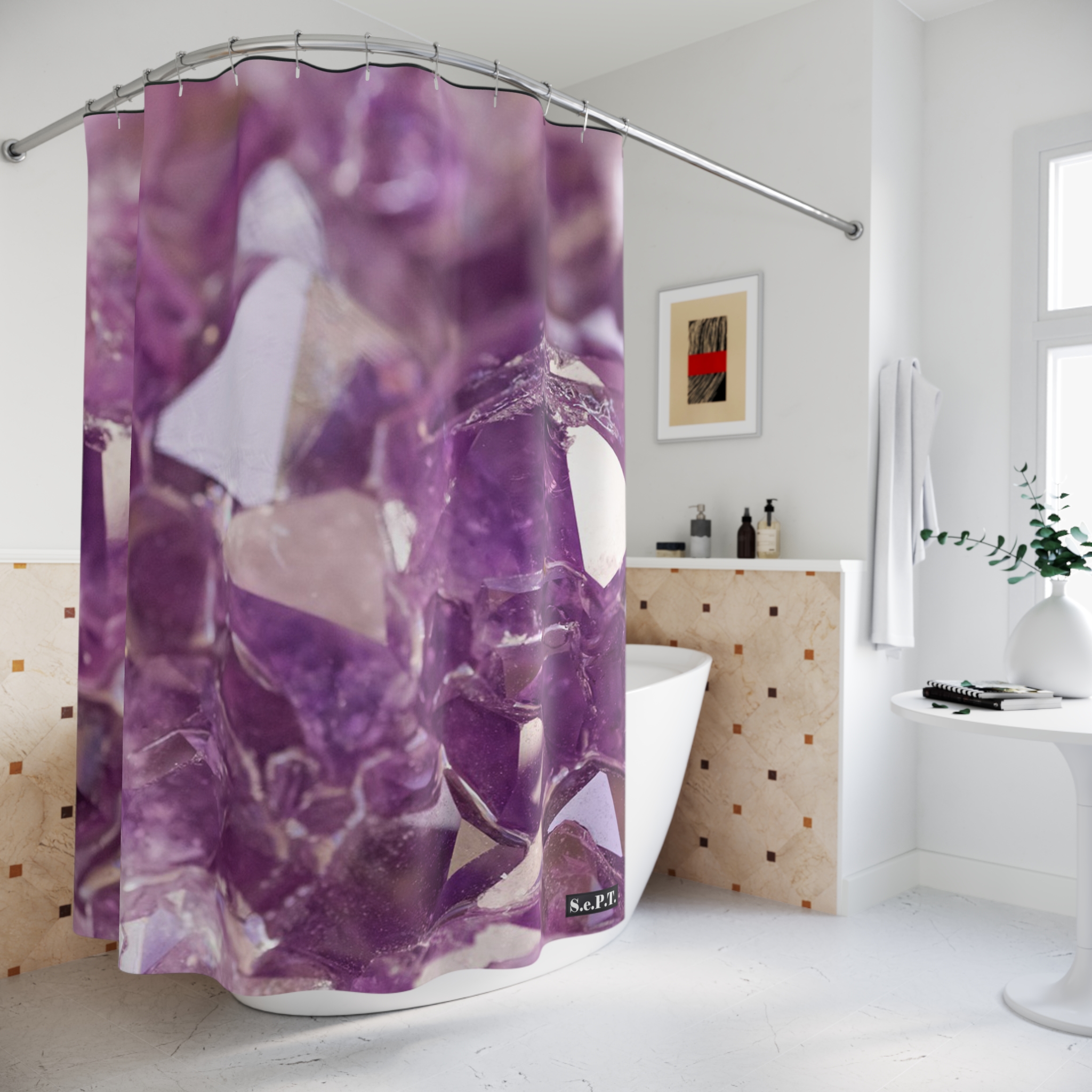 Purple Amethyst Crystal - Shower Curtain Option 1 - (S.e.P.T.) - Image 4