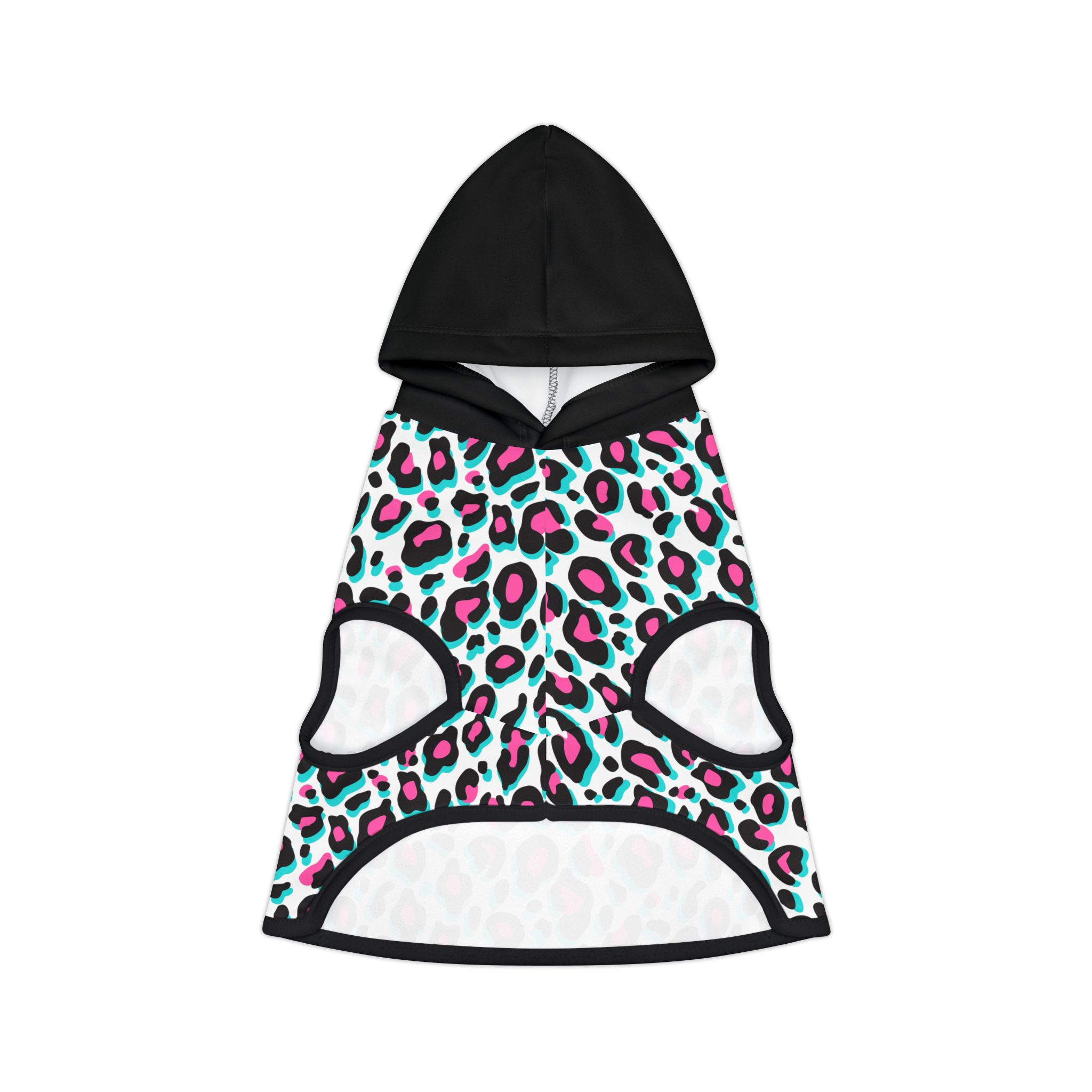 Fuchsia & Aqua Leopard Print Cat & Dog Pet Hoodie - (S.e.P.T.™) - Image 2