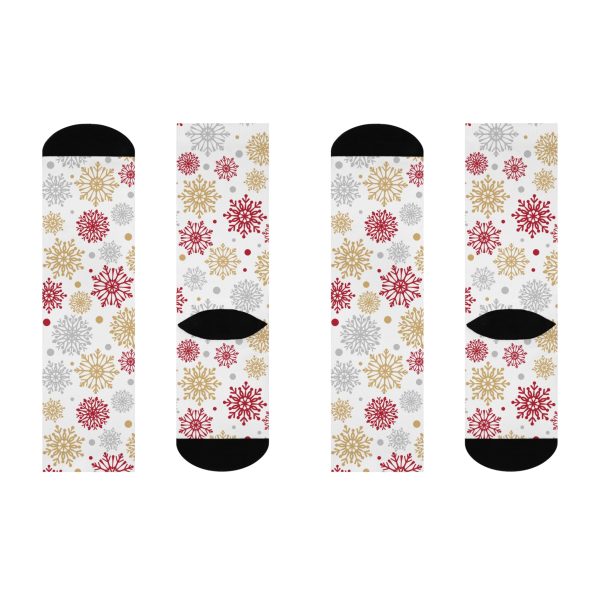 Holly Jolly Gold & Silver Snowflake Cushioned Crew Socks - Image 4