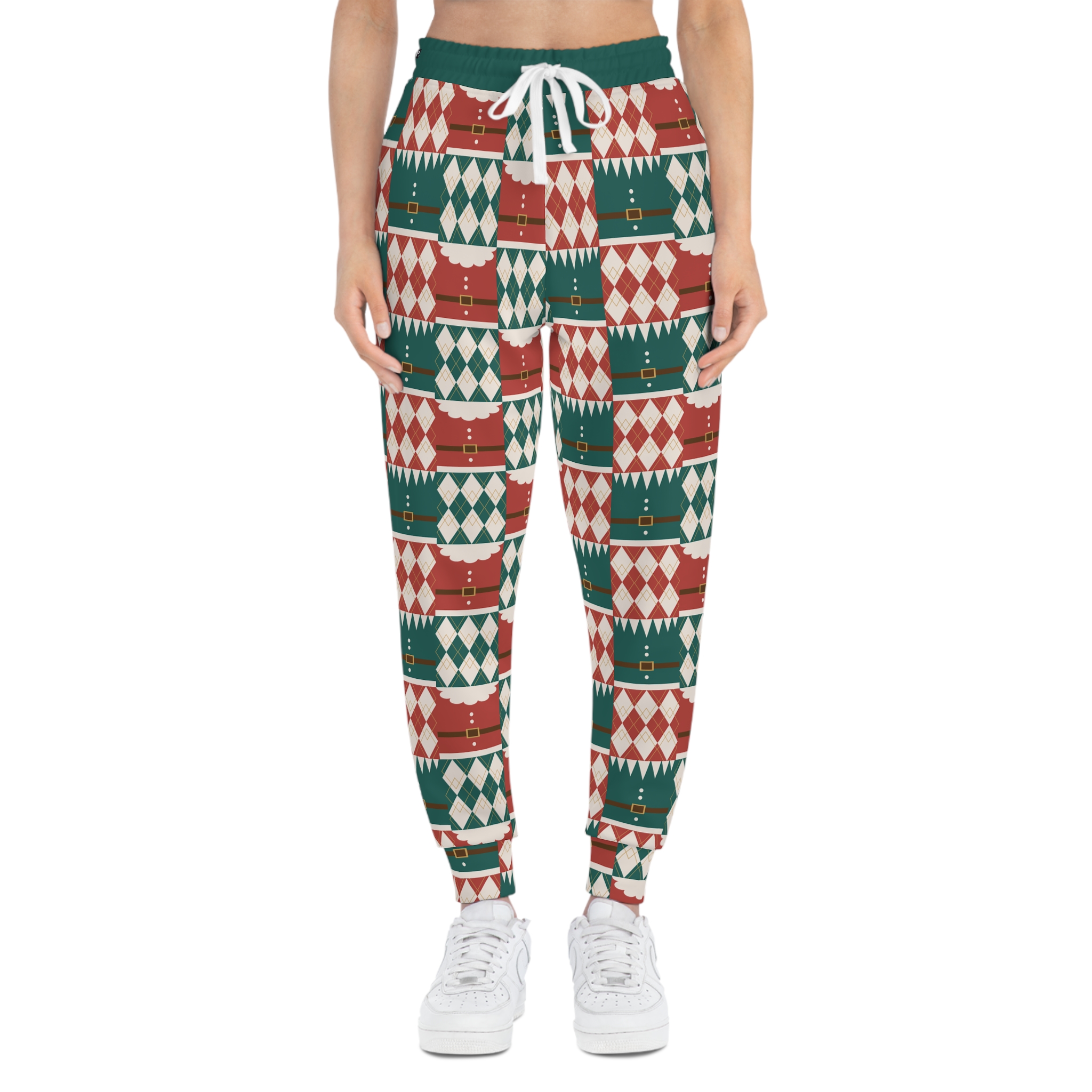 Holiday Santa Suit & Harlequin Quilt Pattern w/Treasure Pockets™ Athletic Joggers (S.e.P.T.™) - Image 2