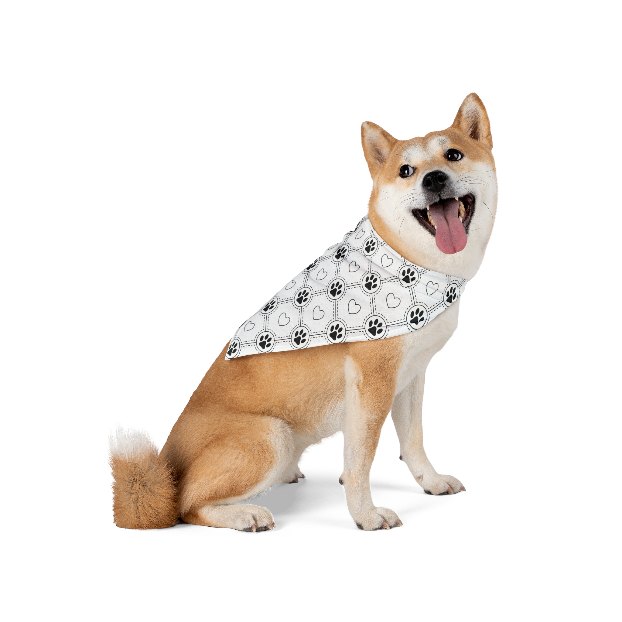 Black & White Heart & Paw Print Pet Bandana - (S.e.P.T.™) - Image 2