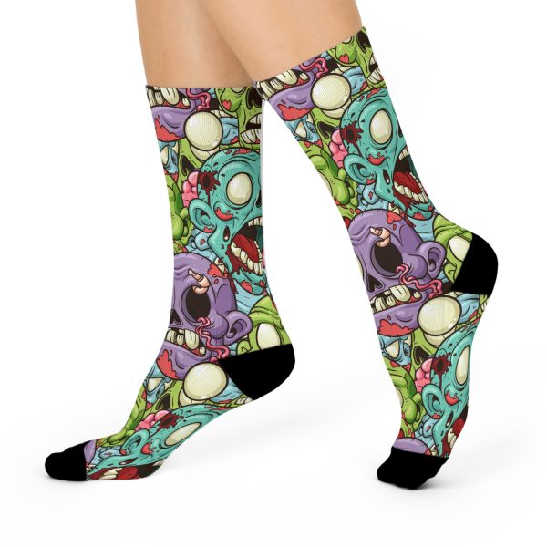 Brain Freeze! Cartoon Zombie Cushioned Crew Socks - Image 3