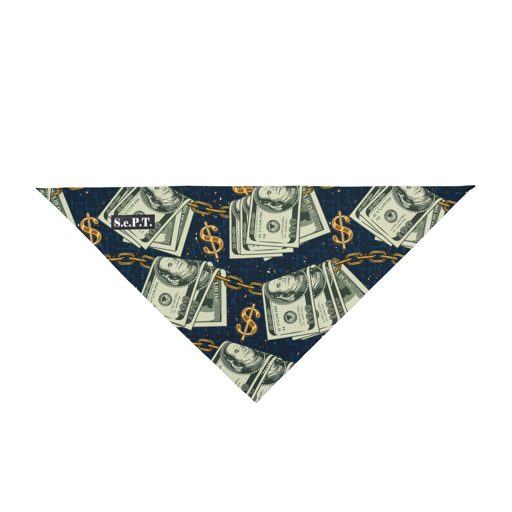 Bundled Money and Chain Pattern Pet Bandana - (S.e.P.T.)