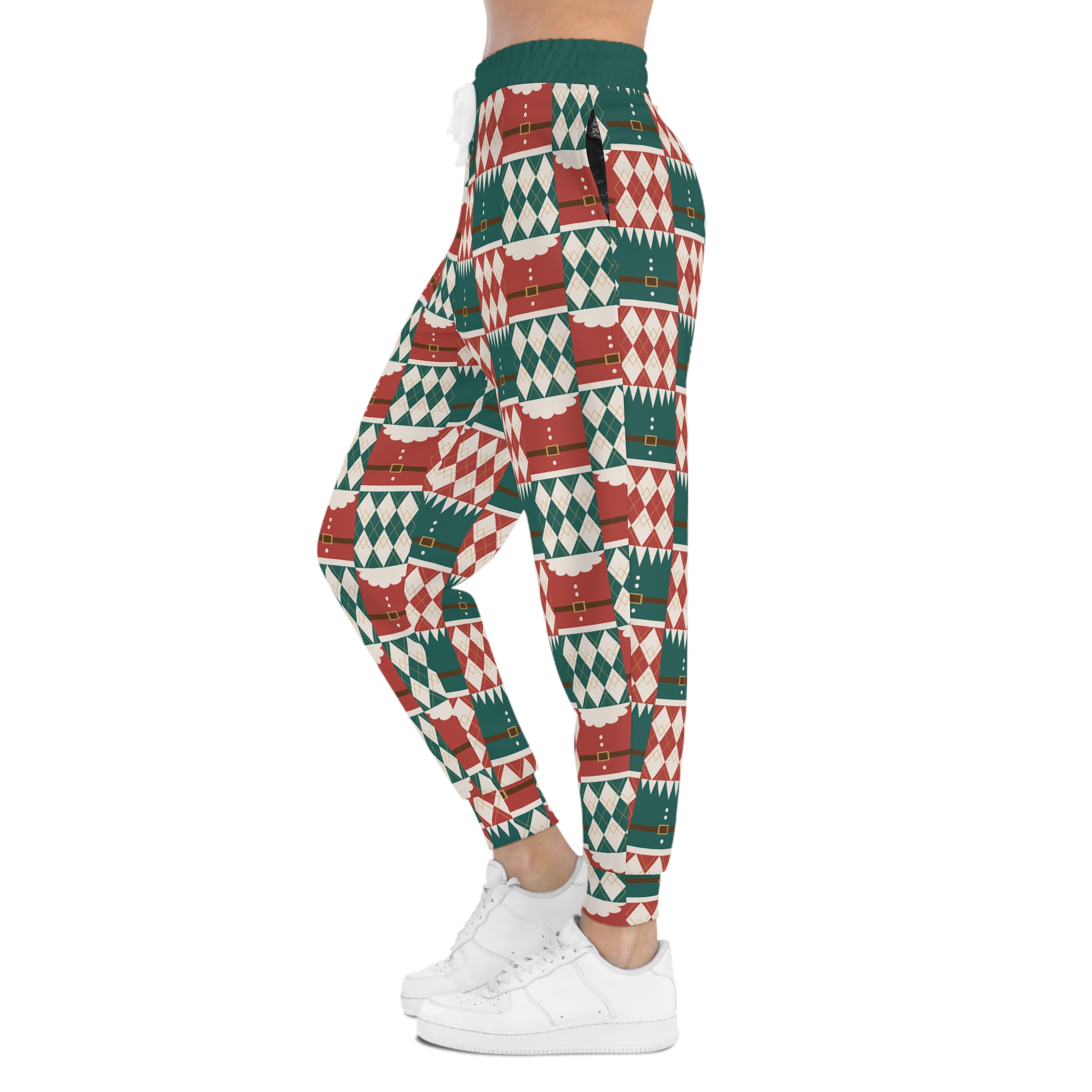 Holiday Santa Suit & Harlequin Quilt Pattern w/Treasure Pockets™ Athletic Joggers (S.e.P.T.™)