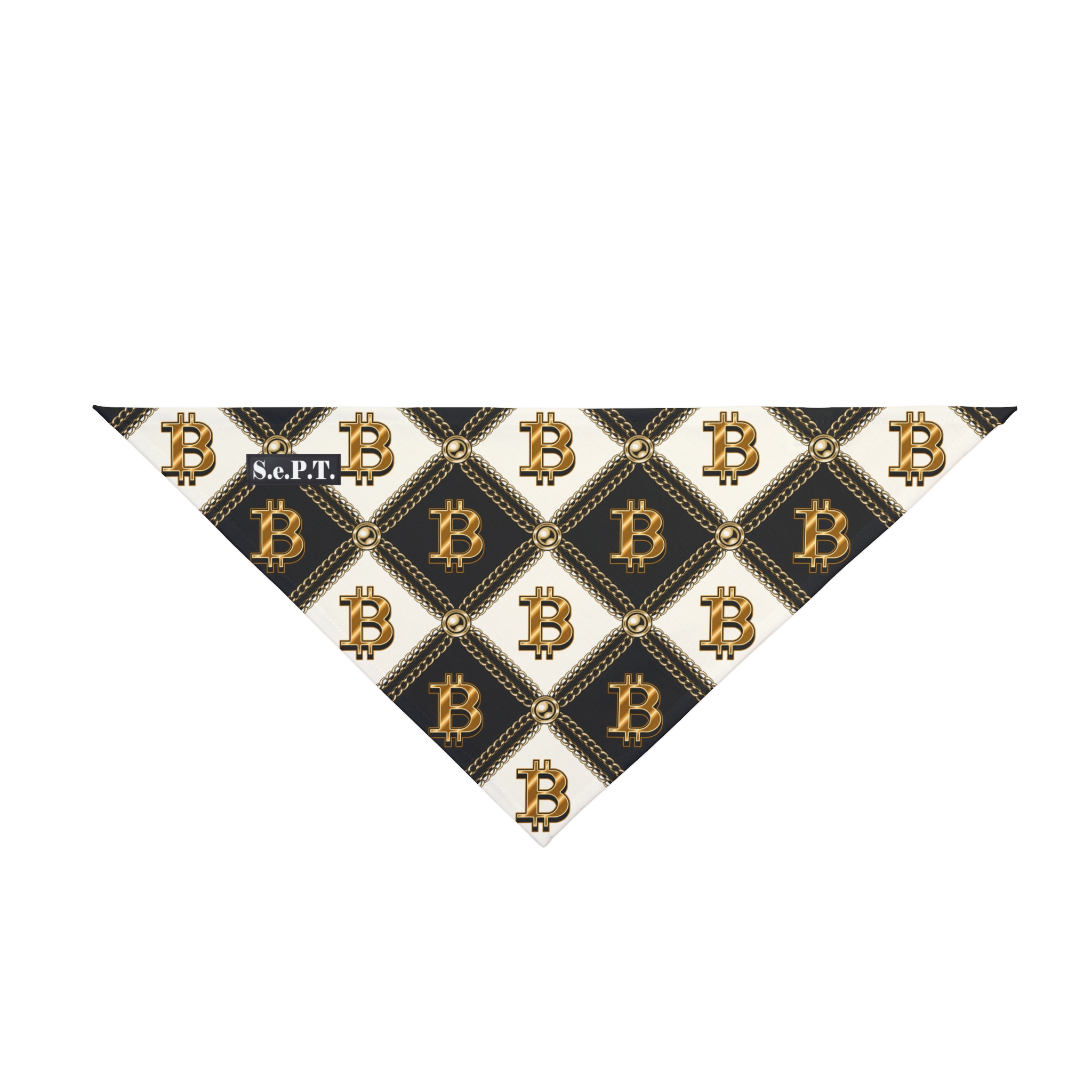 Luxury Bitcoin Crypto Quilted Chain Pet Bandana - (S.e.P.T.™) - Image 3