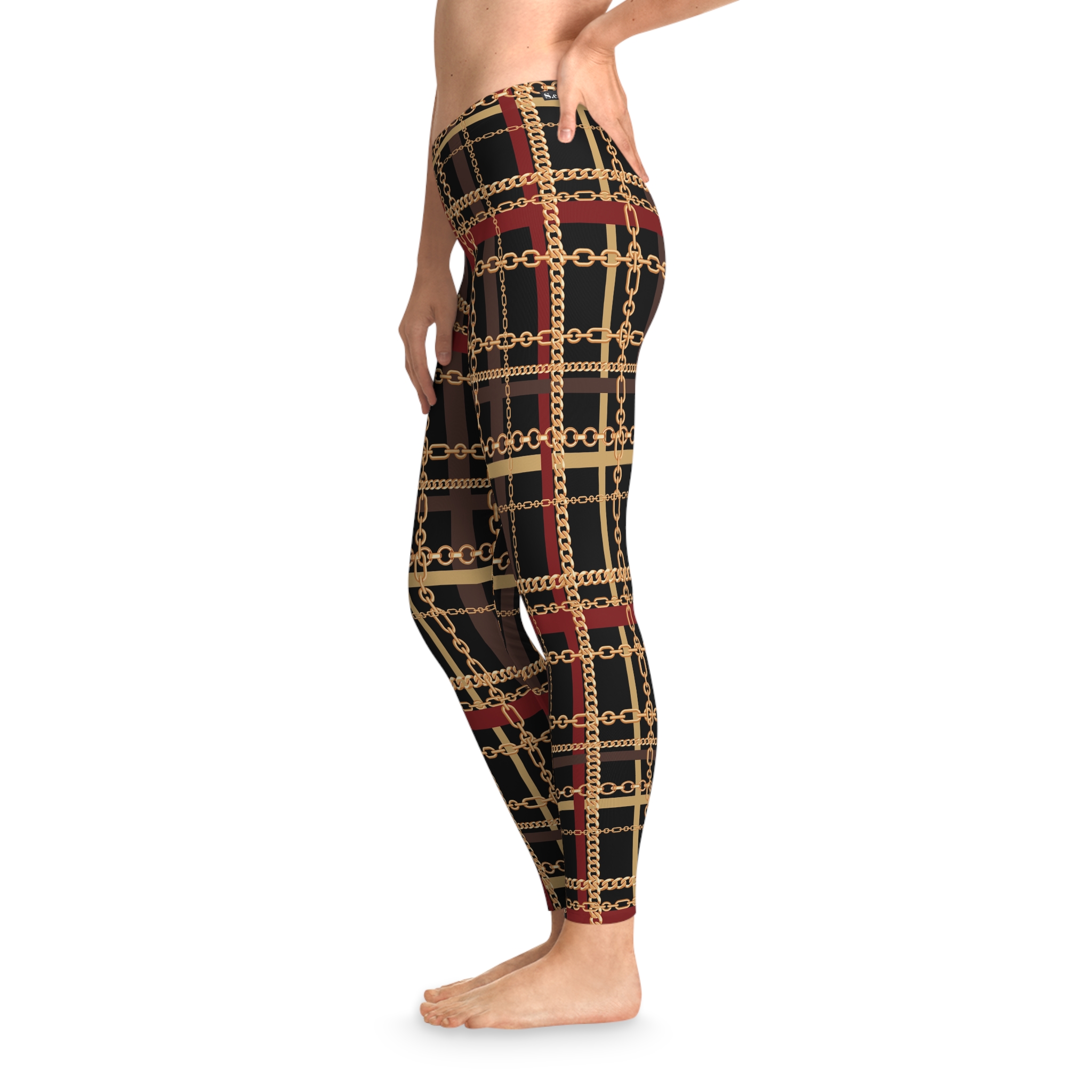 Regal Tartan Chain Plaid Print Stretchy Leggings (S.e.P.T.™) - Image 5