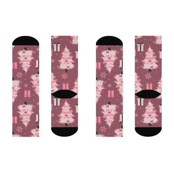 Pink Holiday Dreams Cushioned Crew Socks - Image 4