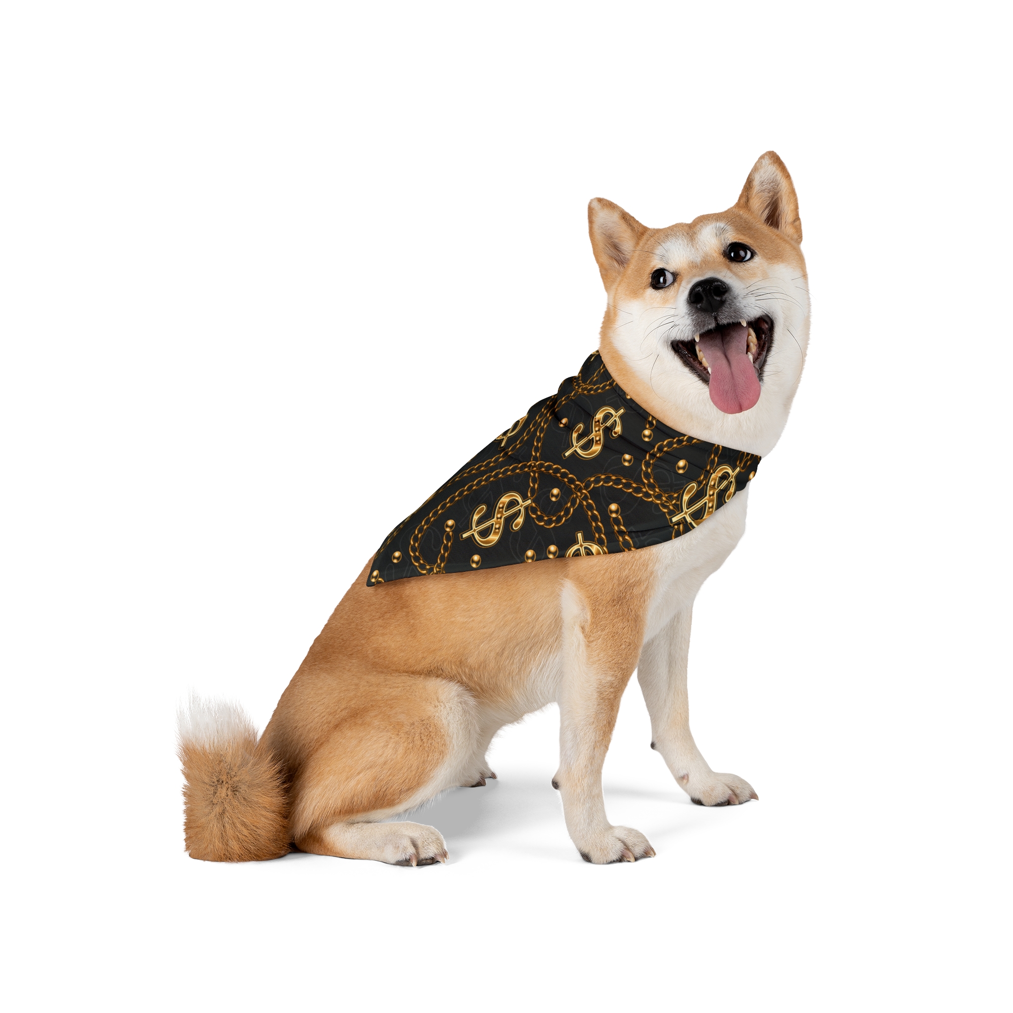 Gold Dollar Sign Chain Tangle Pattern Pet Bandana - (S.e.P.T.) - Image 5