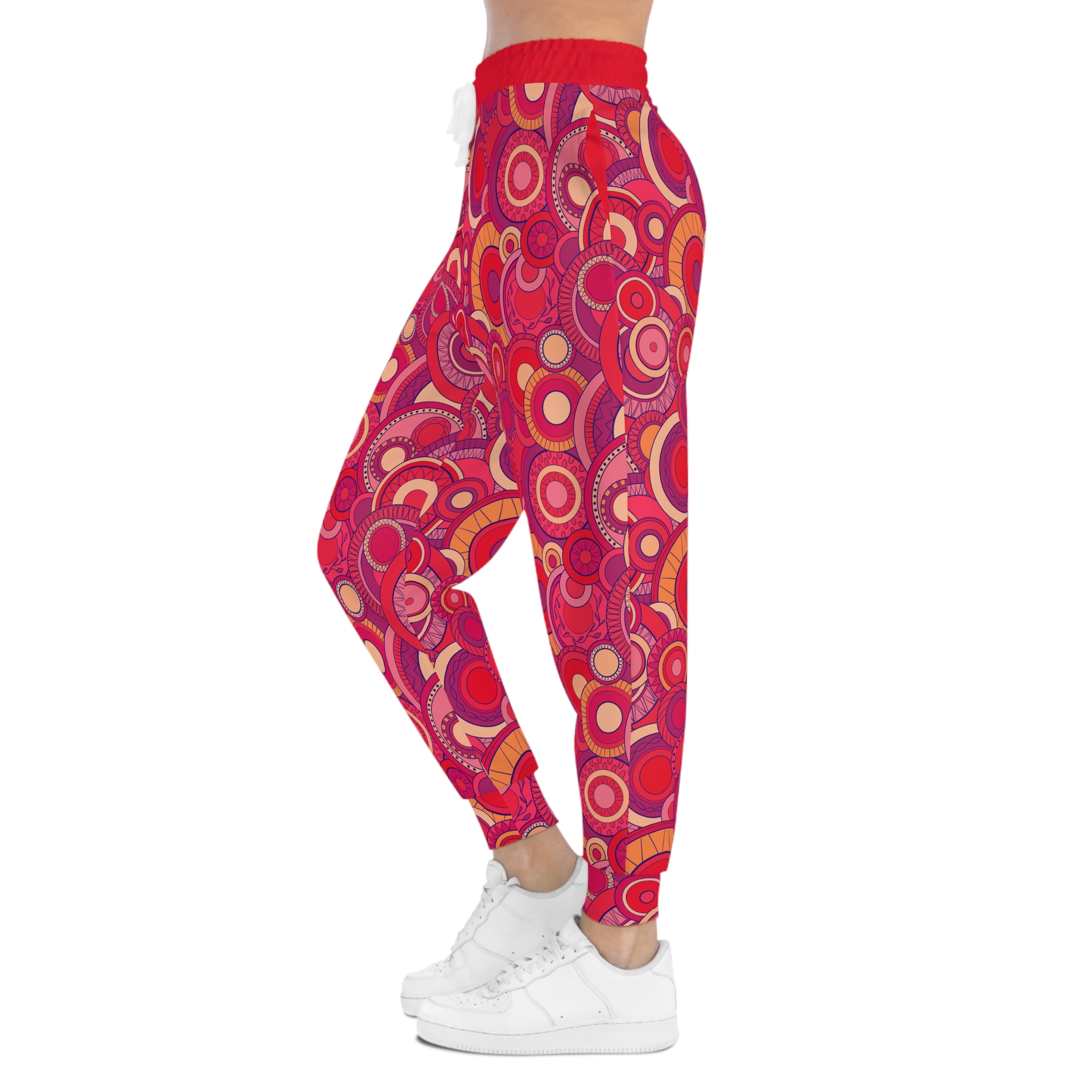 Bright Fuchsia Groovy Swirl Mandala Print Athletic Joggers (S.e.P.T.™)
