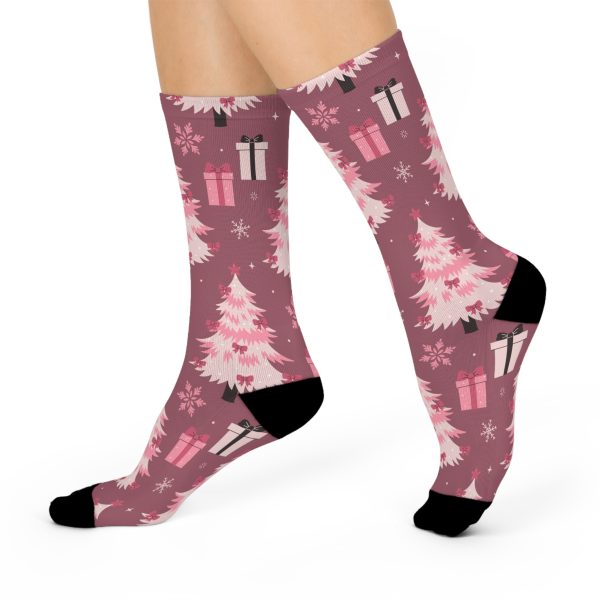 Pink Holiday Dreams Cushioned Crew Socks - Image 3