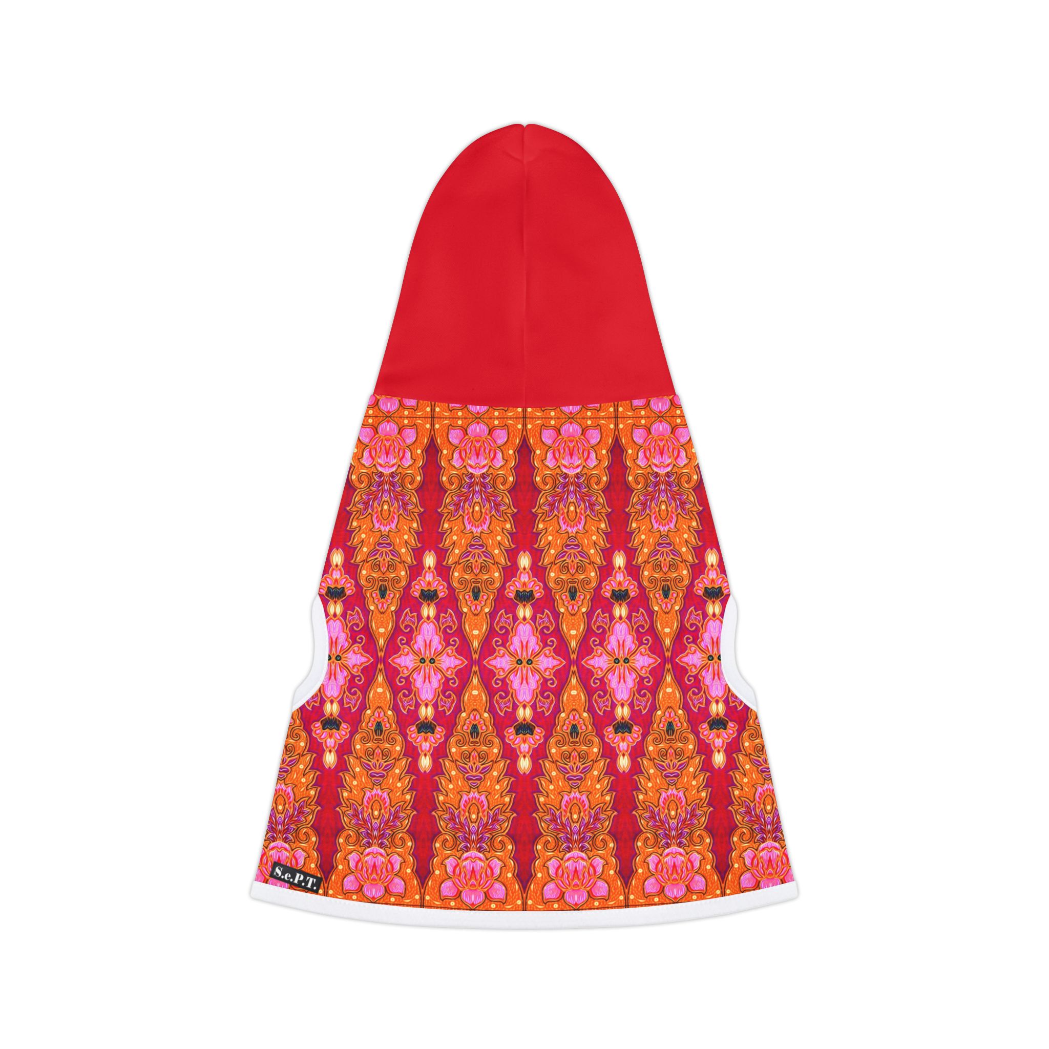 Bohemian Bright Fuchsia & Orange Geometric Pattern Cat & Dog Pet Hoodie - (S.e.P.T.™) - Image 2