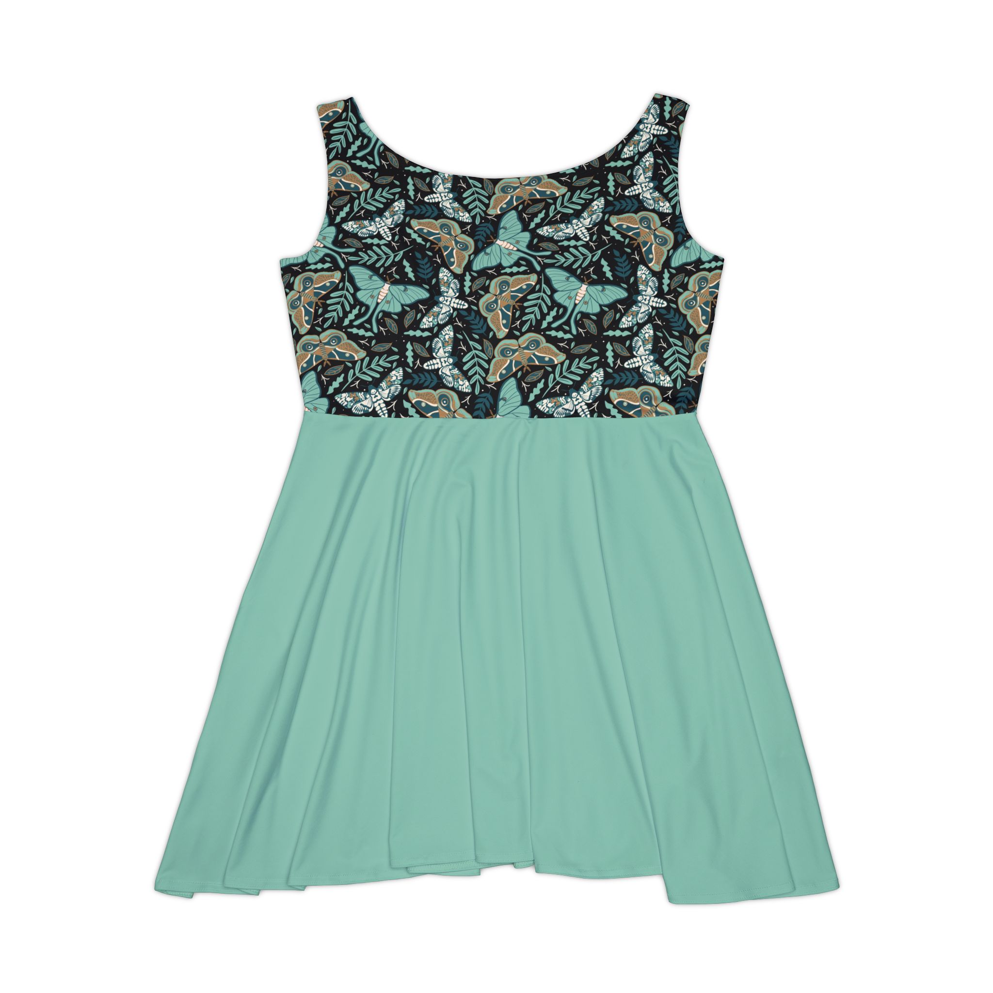 Dark Moody Teal Butterfly & Botanical Women's Skater Dress (S.e.P.T.™) - Image 4