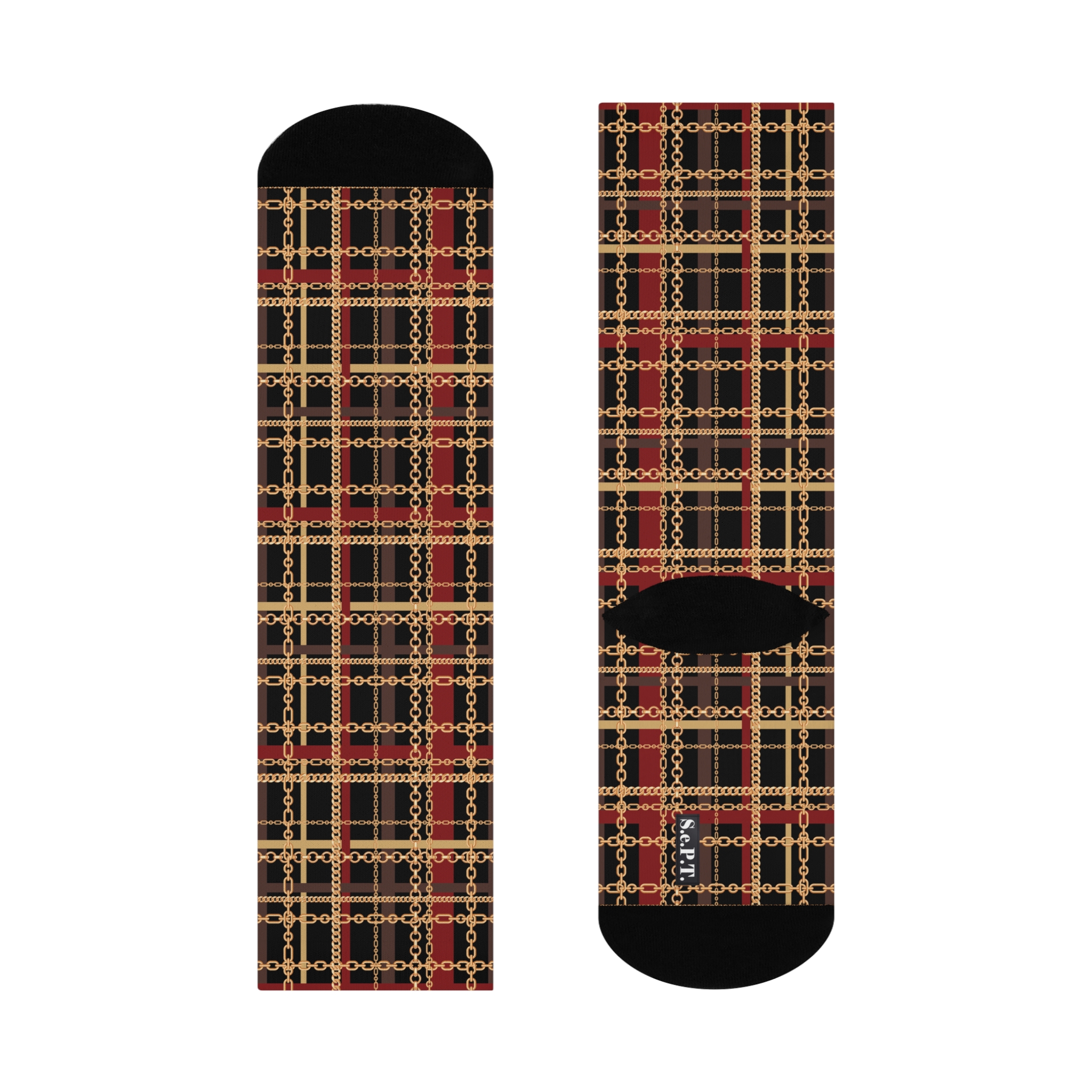 Regal Tartan Chain Plaid Print Cushioned Crew Socks (S.e.P.T.™) - Image 5
