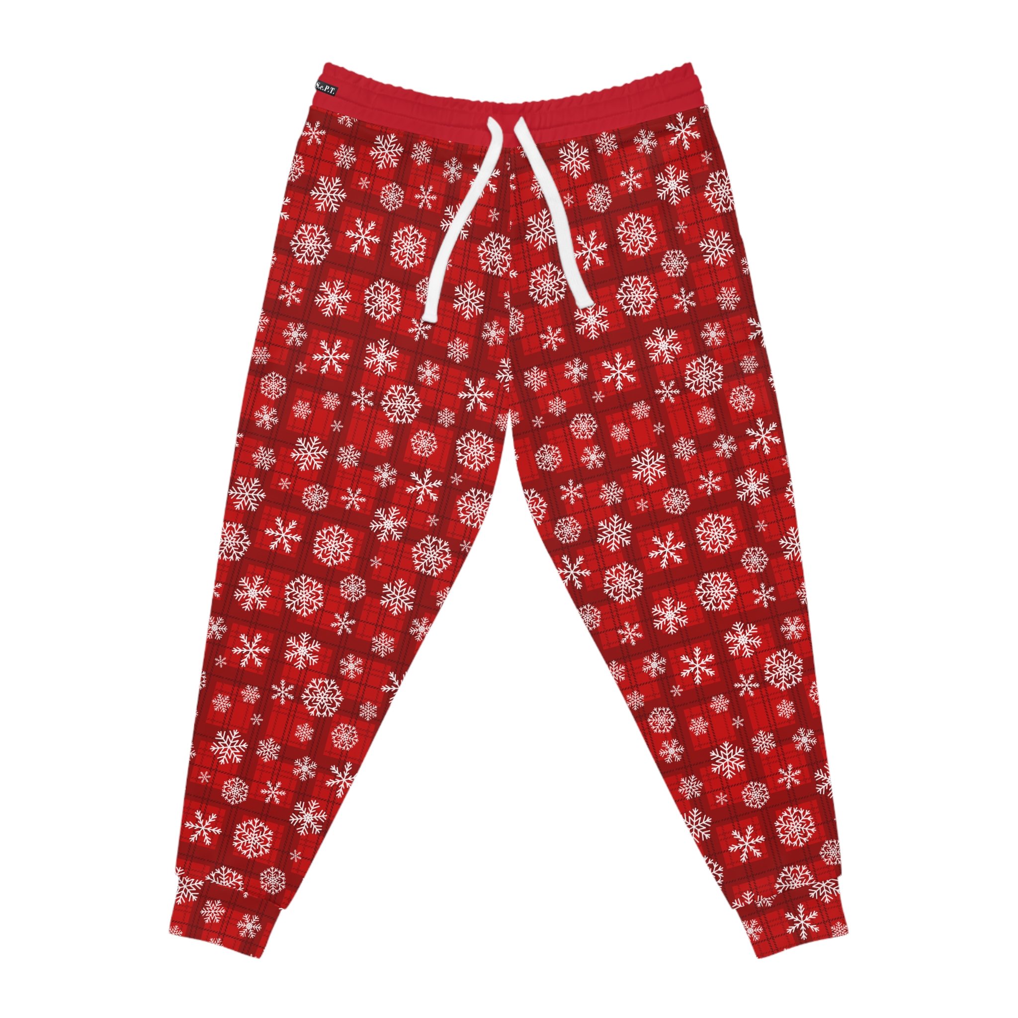 Holiday Cheer Red Tartan Snowflake Athletic Joggers (S.e.P.T.) - Image 3