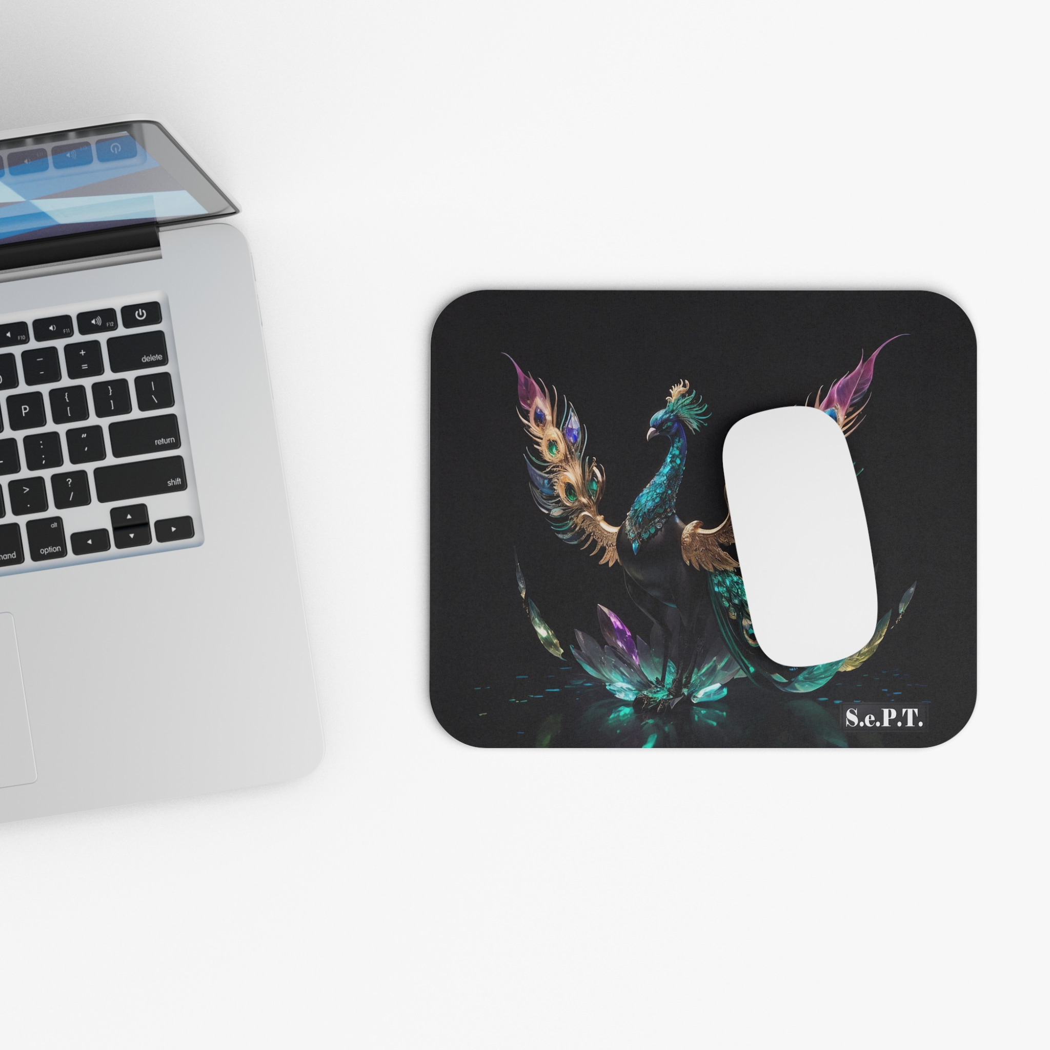 Peacock Jeweled Majesty Colorful Faceted Gemstones - Mouse Pad - (S.e.P.T.) - Image 4