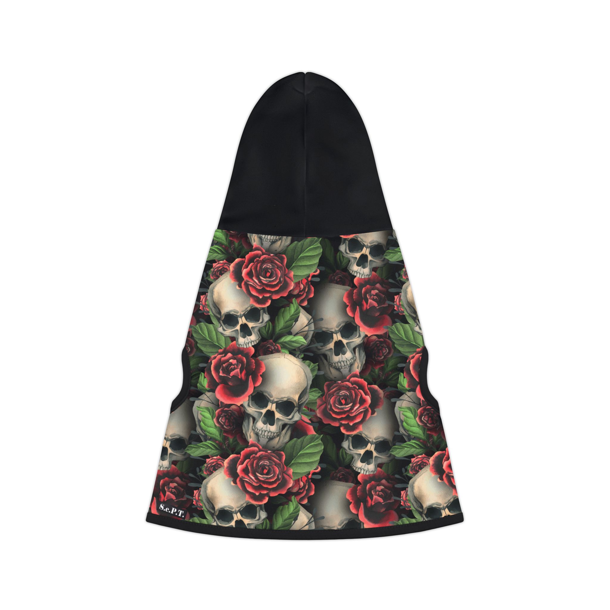 Gothic Skulls & Red Roses Print Pet Hoodie - (S.e.P.T.™) - Image 3