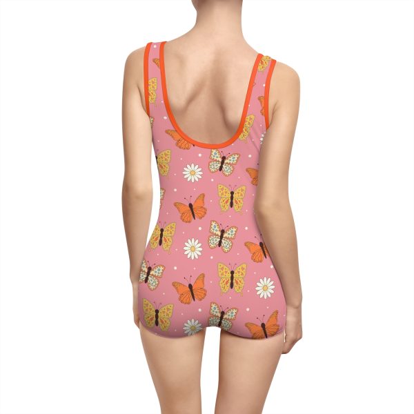 70s Retro Groovy Butterfly & Daisy Women's Vintage Swimsuit (AOP) - Image 2