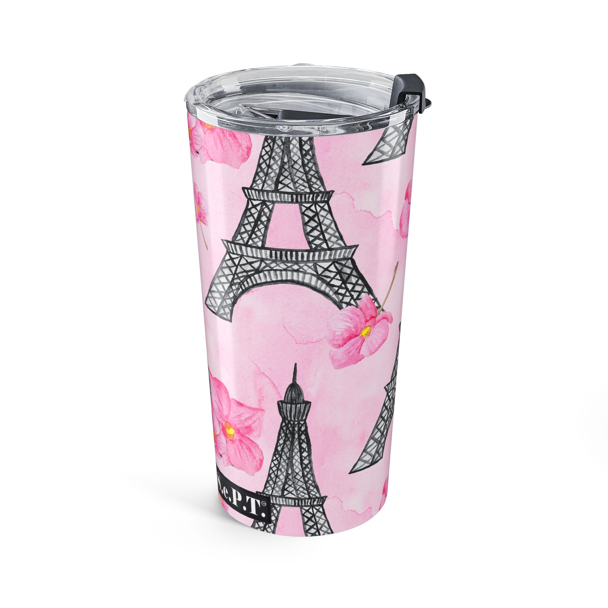 Parisian Eiffel Tower & Pink Floral - Tumbler 20oz - (S.e.P.T.™) - Image 3