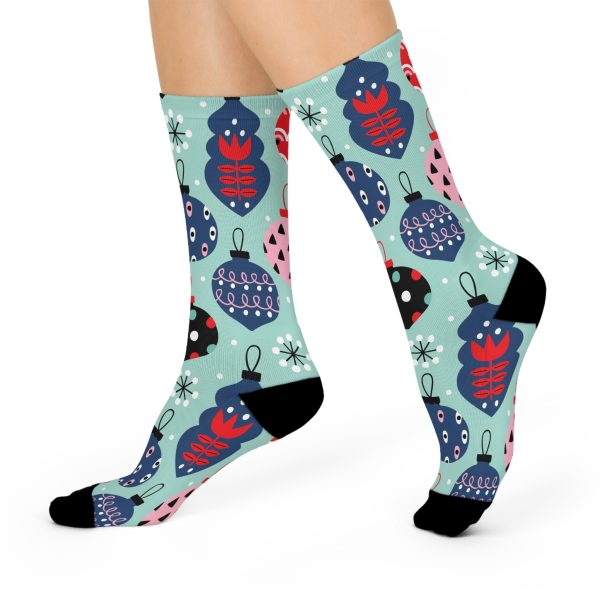 Holiday Cheer Ornaments (Design #1)  Cushioned Crew Socks - Image 3